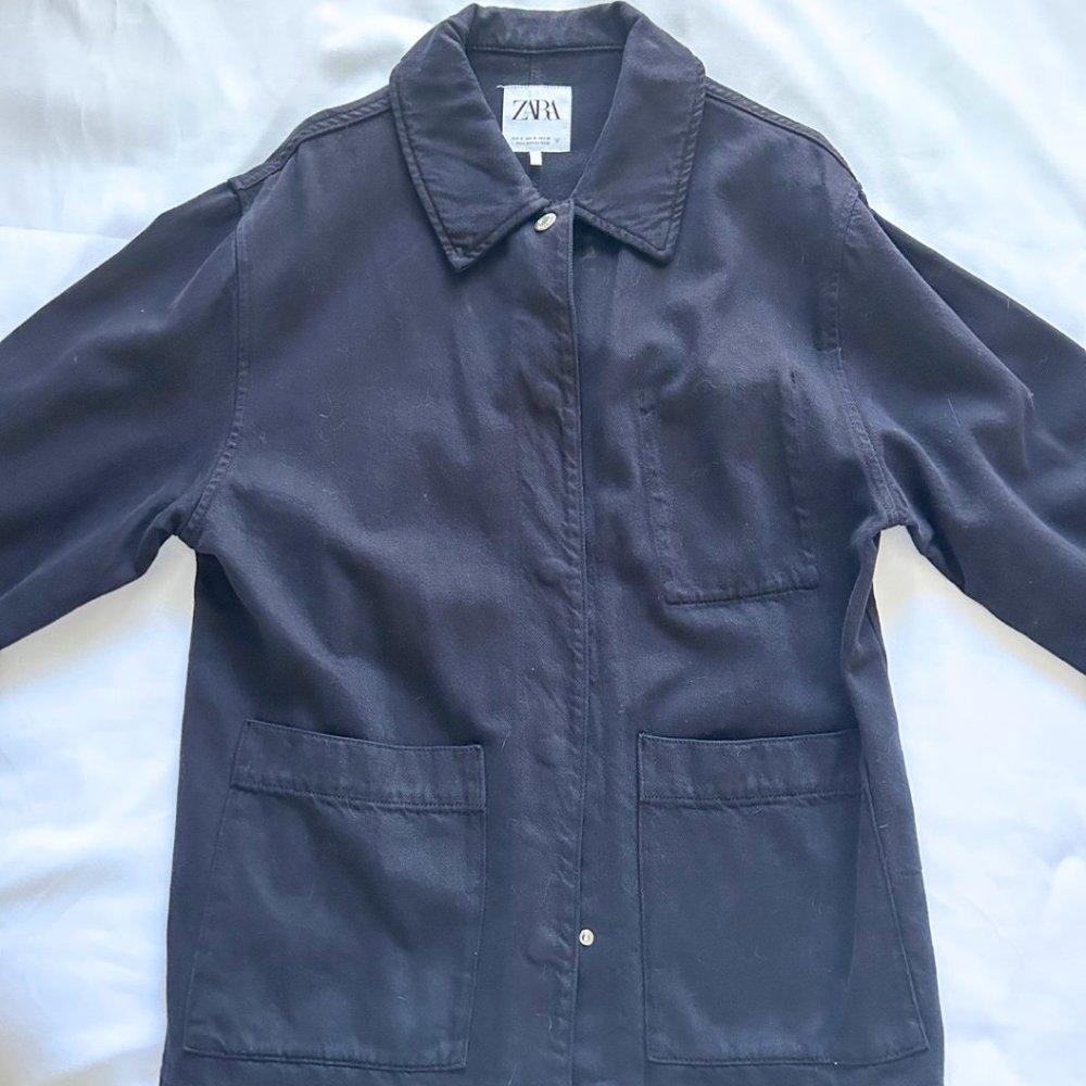 Zara Boyfriend Black Jeans Jacket Size S